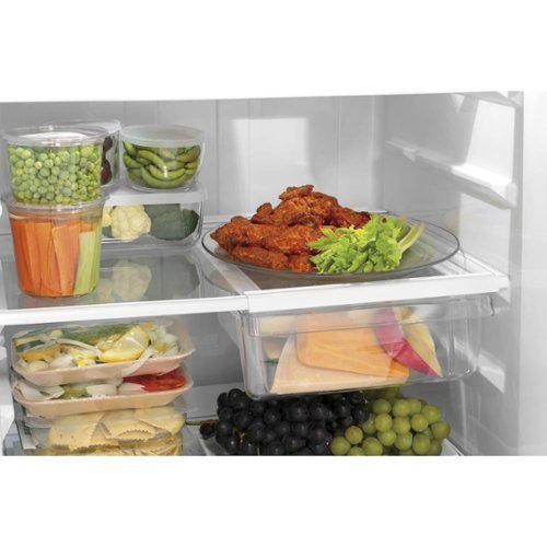 GE - 28 in. Wide 17.5 Cu. Ft. Top-Freezer Refrigerator with Edge-to-Edge Glass Shelves - Black