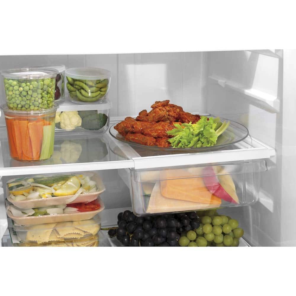 GE - 28 in. Wide 17.5 Cu. Ft. Top-Freezer Refrigerator with Edge-to-Edge Glass Shelves - Black