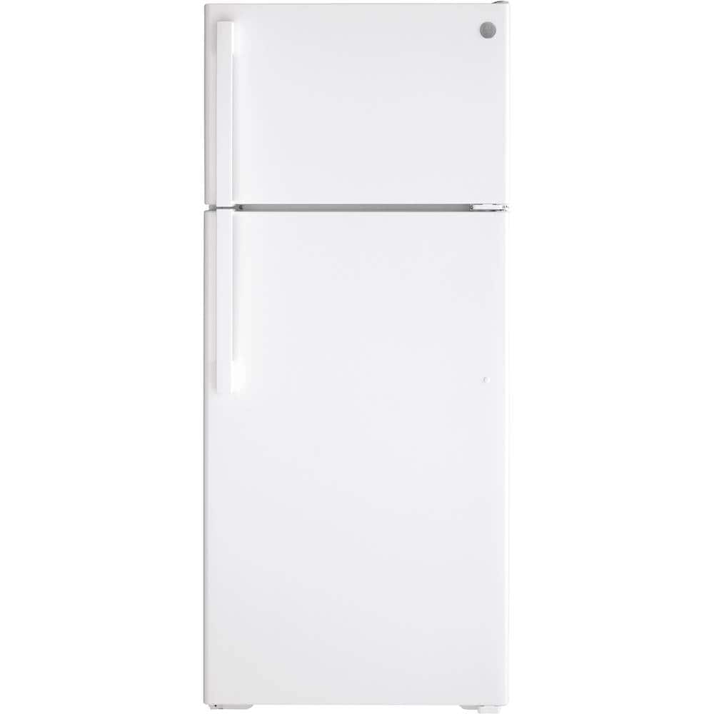 GE - 28 in. Wide 17.5 Cu. Ft. Top-Freezer Refrigerator with Edge-to-Edge Glass Shelves - White