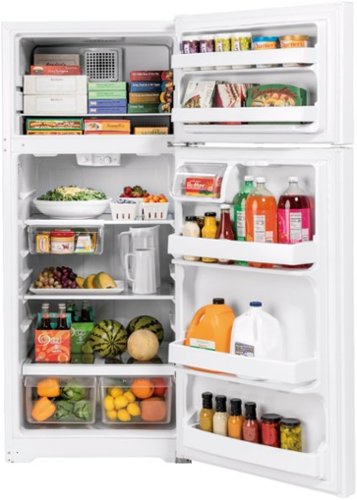 GE - 28 in. Wide 17.5 Cu. Ft. Top-Freezer Refrigerator with Edge-to-Edge Glass Shelves - White