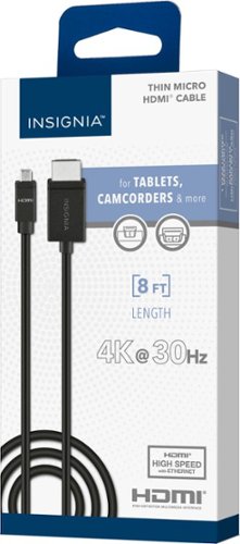 Insignia™ - 8’ Micro HDMI Cable to HDMI - Black