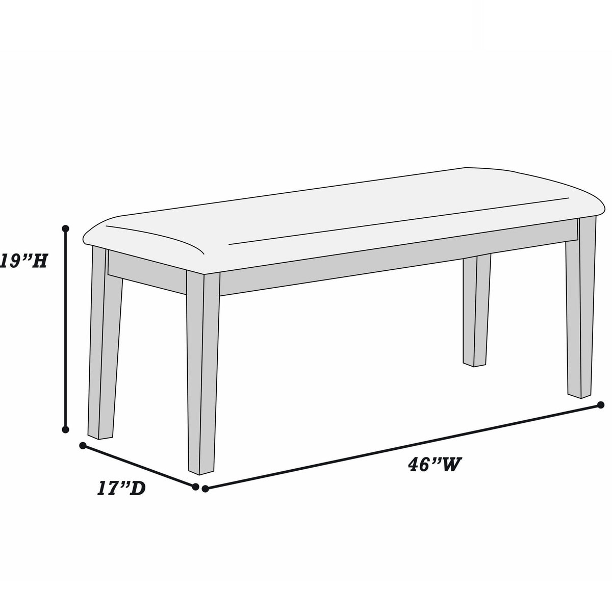 Banqueta de comedor con asiento acolchado - Nogal