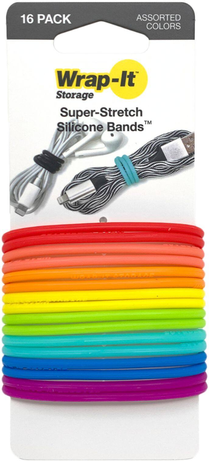 Wrap-It Storage - Super-Stretch Silicone Bands - (16-Pack) -Color - Multi