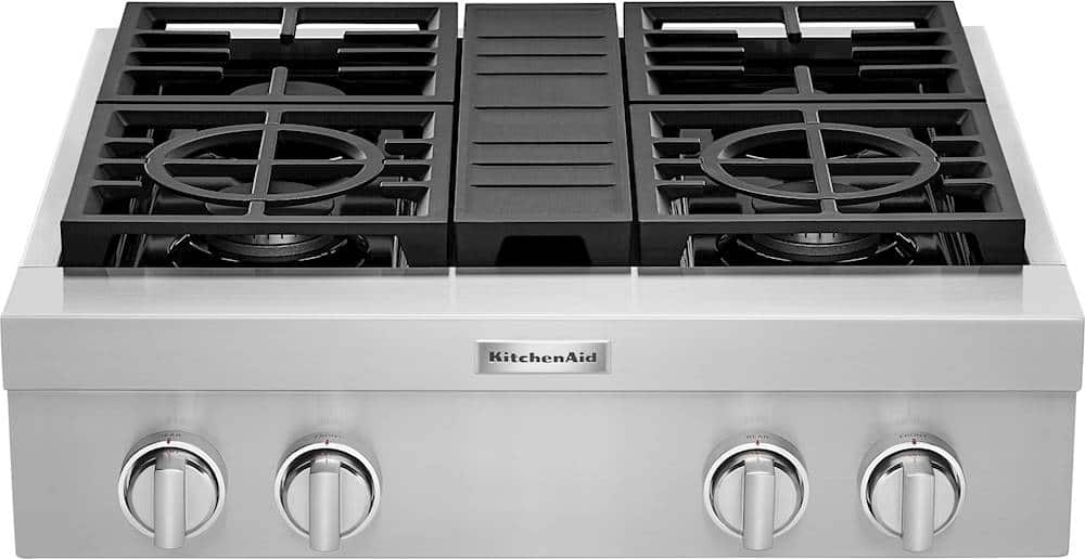 KitchenAid - 30 in. Wide 4 burners Commercial-Style Built-In Gas Cooktop - Stainless Steel