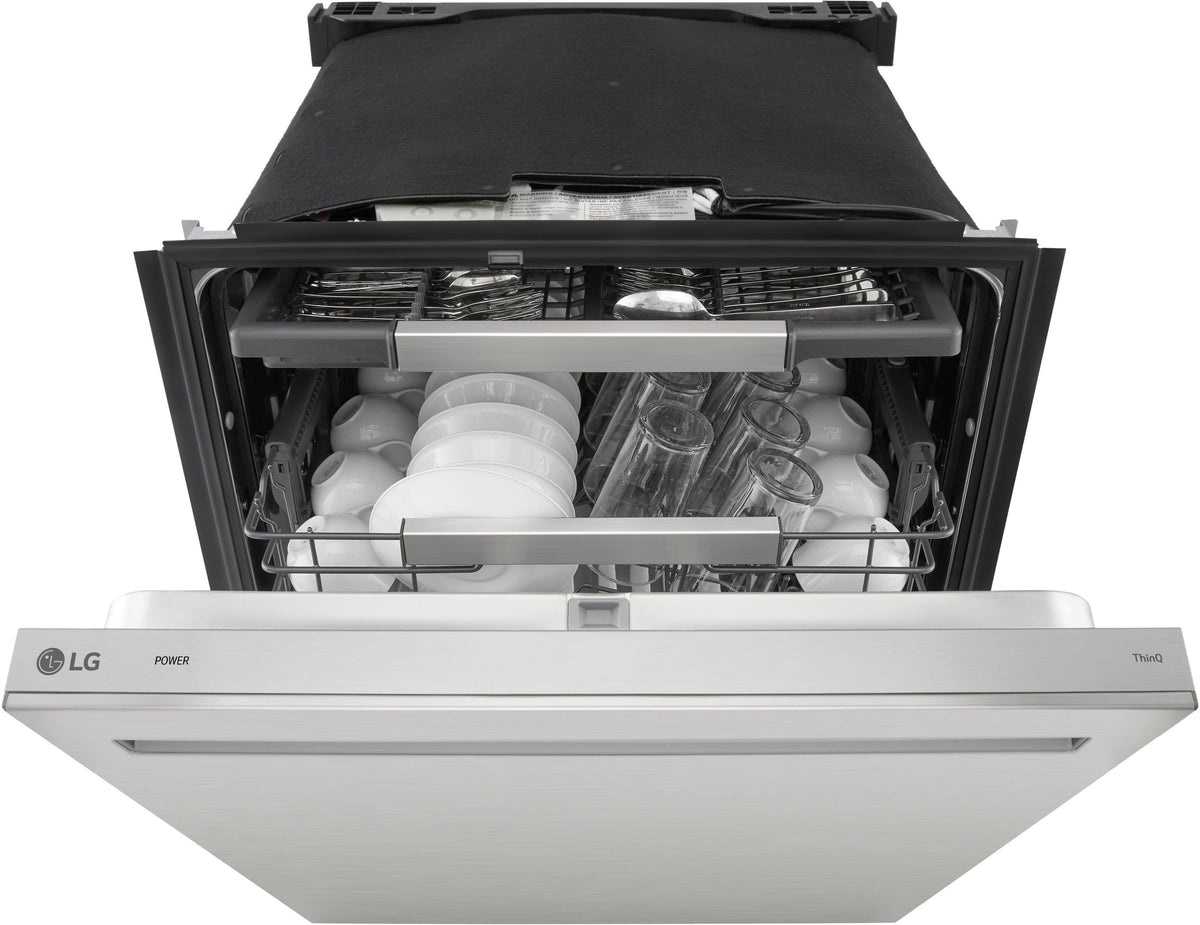 LG - FlushFit 24-in Top Control Smart Built-In Stainless Steel Tub Dishwasher with 3rd Rack, 1 Hour Wash and Dry, 42dBA - Stainless Steel