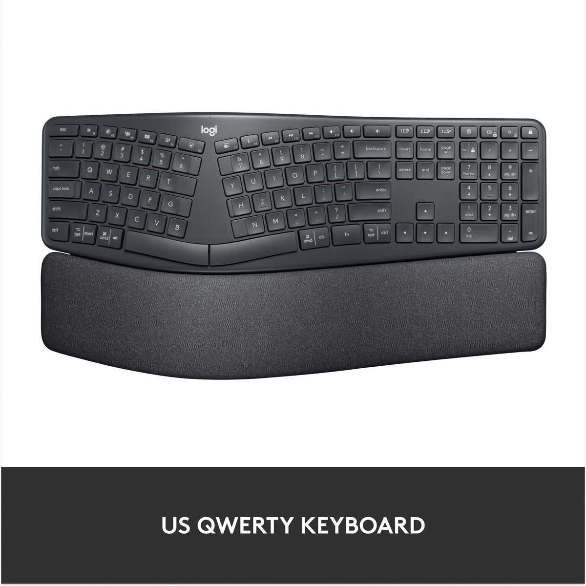 Logitech - ERGO K860 Ergonomic Full-size Wireless Scissor Keyboard for Windows and Mac with Palm Rest - Black