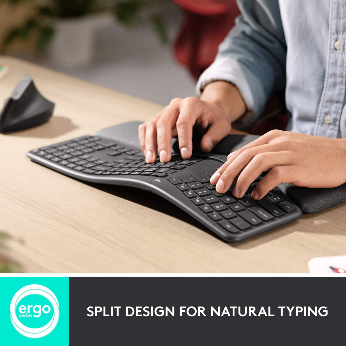 Logitech - ERGO K860 Ergonomic Full-size Wireless Scissor Keyboard for Windows and Mac with Palm Rest - Black
