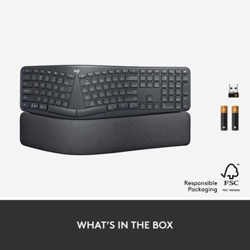 Logitech - ERGO K860 Ergonomic Full-size Wireless Scissor Keyboard for Windows and Mac with Palm Rest - Black