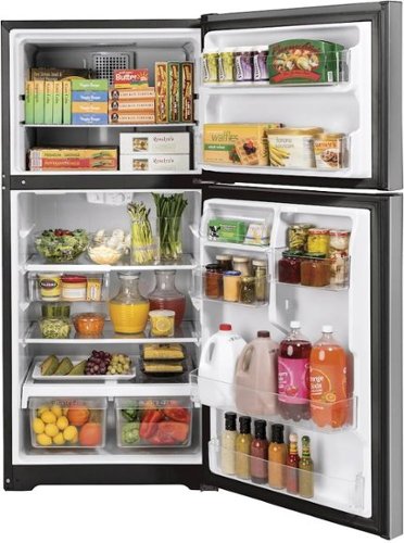 GE - 30 in. Wide 19.2 Cu. Ft. Top-Freezer Refrigerator with Premium Inner Door Modular Bins - Stainless Steel