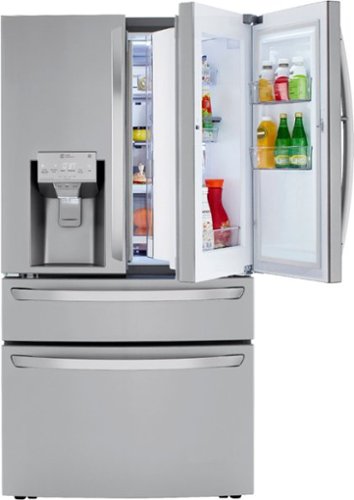 LG - 36-in 22.5 Cu. Ft. 4-Door French Door-in-Door Counter-Depth Smart Refrigerator with Craft Ice - Stainless Steel