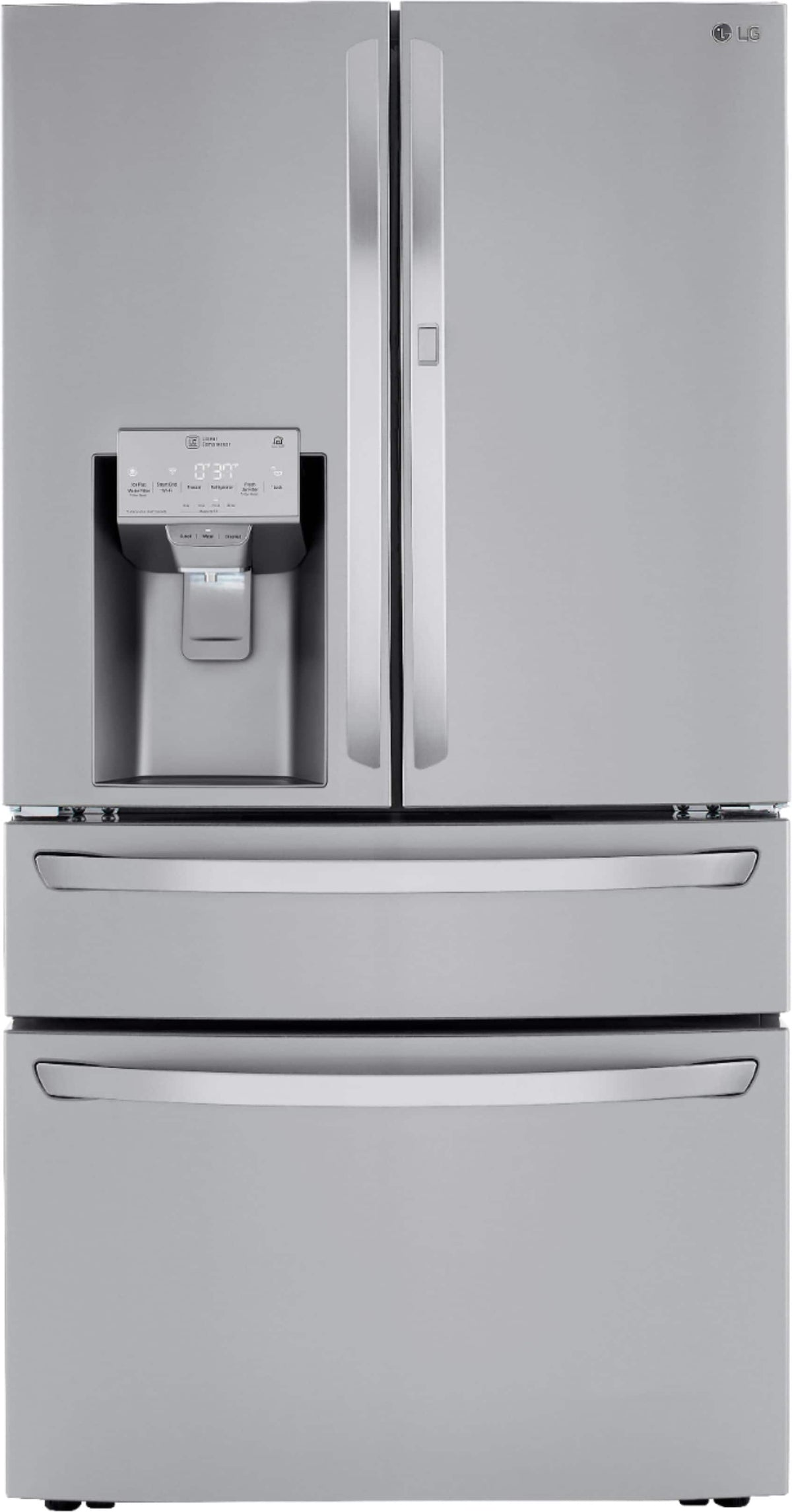 LG - 36-in 22.5 Cu. Ft. 4-Door French Door-in-Door Counter-Depth Smart Refrigerator with Craft Ice - Stainless Steel