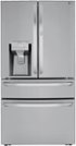 LG - 36-in 22.5 Cu. Ft. 4-Door French Door-in-Door Counter-Depth Smart Refrigerator with Craft Ice - Stainless Steel