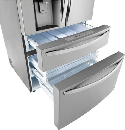 LG - 36-in 22.5 Cu. Ft. 4-Door French Door-in-Door Counter-Depth Smart Refrigerator with Craft Ice - Stainless Steel