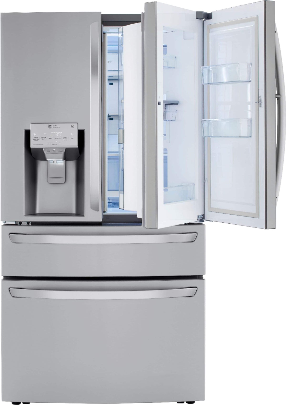 LG - 36-in 22.5 Cu. Ft. 4-Door French Door-in-Door Counter-Depth Smart Refrigerator with Craft Ice - Stainless Steel