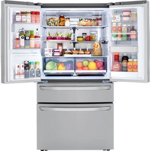LG - 36-in 22.5 Cu. Ft. 4-Door French Door-in-Door Counter-Depth Smart Refrigerator with Craft Ice - Stainless Steel