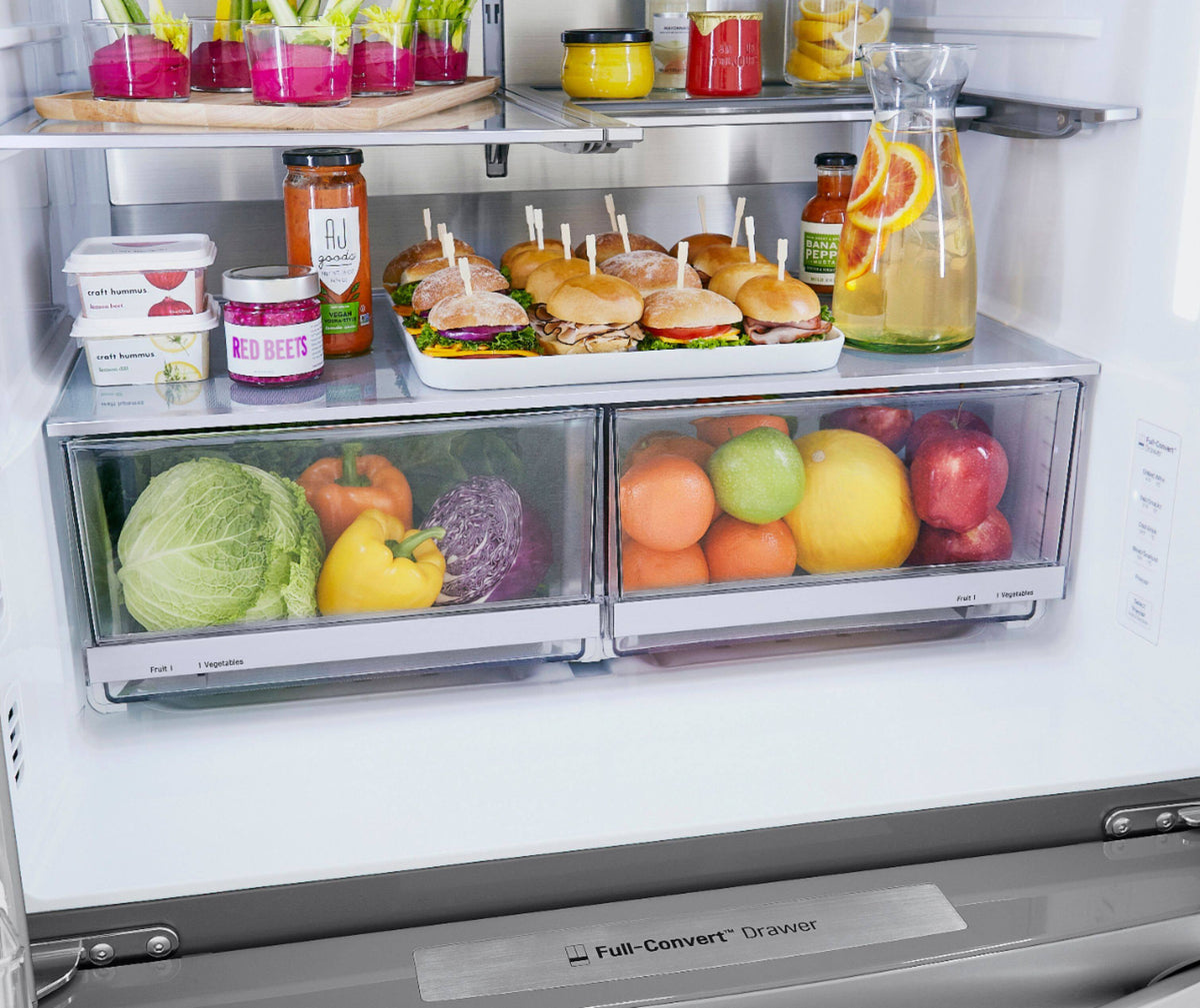 LG - 36-in 22.5 Cu. Ft. 4-Door French Door-in-Door Counter-Depth Smart Refrigerator with Craft Ice - Stainless Steel
