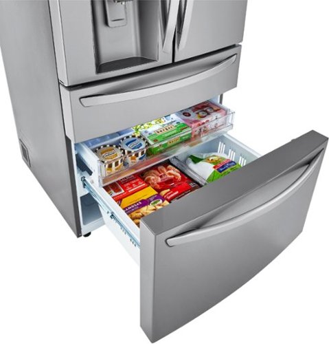 LG - 36-in 22.5 Cu. Ft. 4-Door French Door-in-Door Counter-Depth Smart Refrigerator with Craft Ice - Stainless Steel
