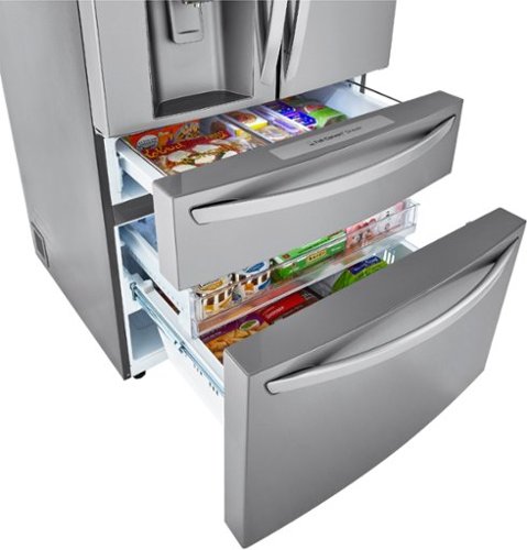 LG - 36-in 22.5 Cu. Ft. 4-Door French Door-in-Door Counter-Depth Smart Refrigerator with Craft Ice - Stainless Steel