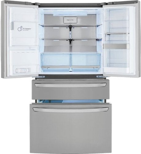 LG - 36-in 22.5 Cu. Ft. 4-Door French Door-in-Door Counter-Depth Smart Refrigerator with Craft Ice - Stainless Steel