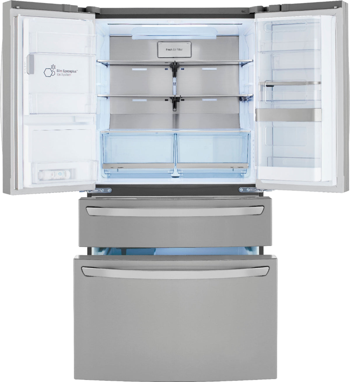 LG - 36-in 22.5 Cu. Ft. 4-Door French Door-in-Door Counter-Depth Smart Refrigerator with Craft Ice - Stainless Steel