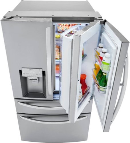 LG - 36-in 22.5 Cu. Ft. 4-Door French Door-in-Door Counter-Depth Smart Refrigerator with Craft Ice - Stainless Steel