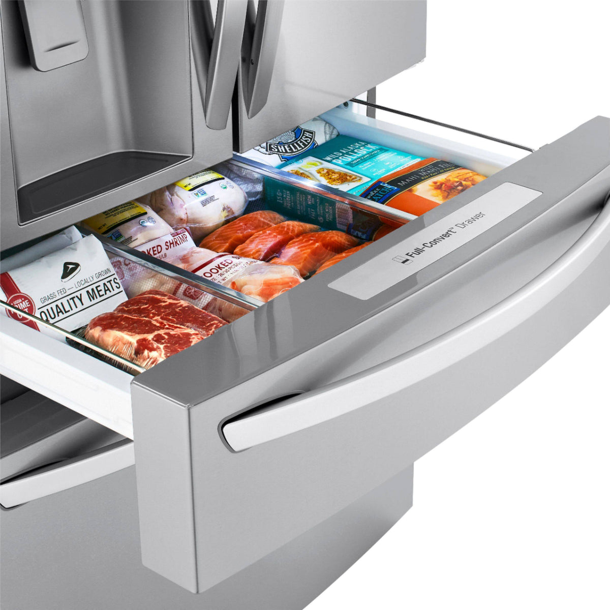 LG - 36-in 22.5 Cu. Ft. 4-Door French Door-in-Door Counter-Depth Smart Refrigerator with Craft Ice - Stainless Steel