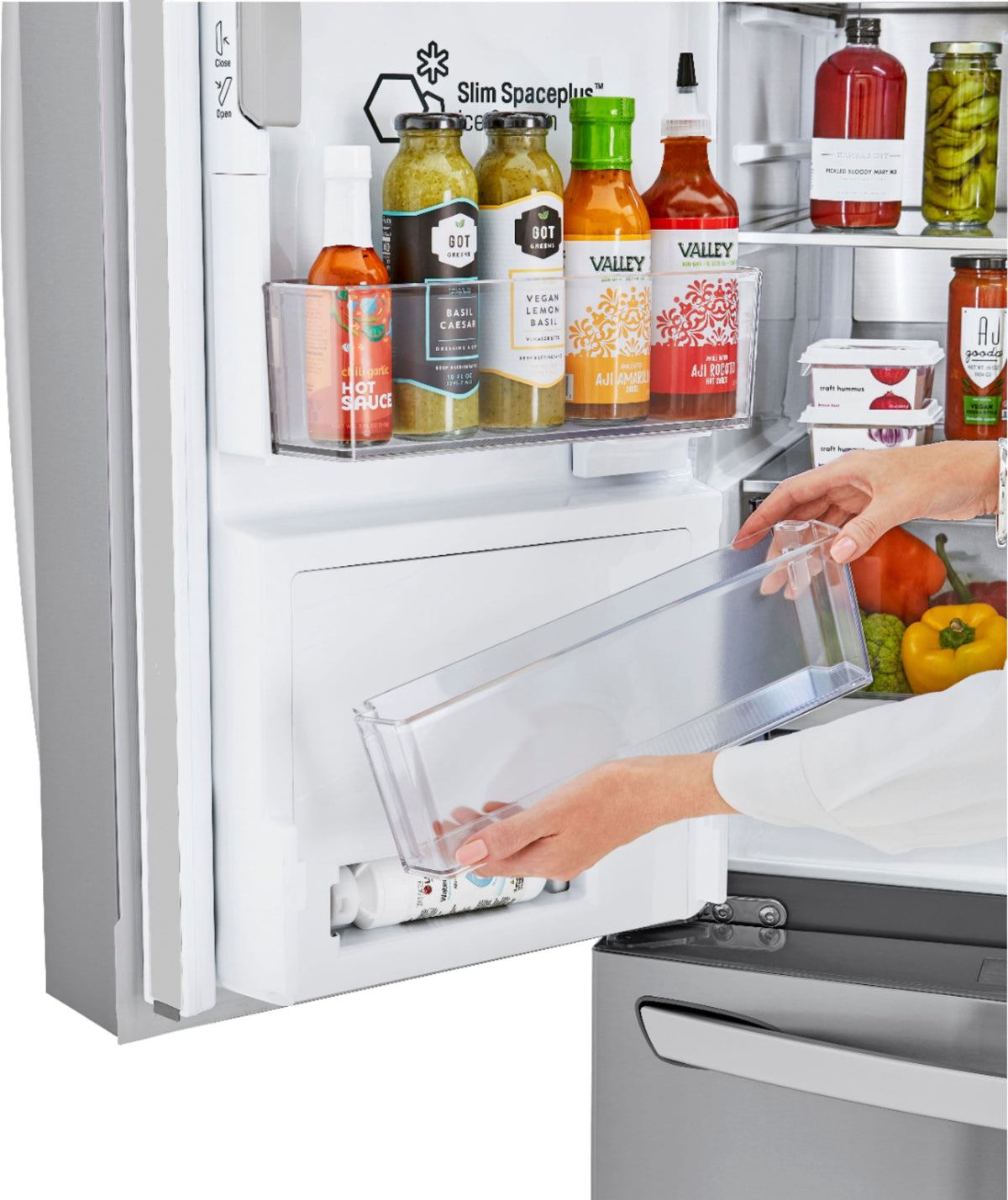 LG - 36-in 22.5 Cu. Ft. 4-Door French Door-in-Door Counter-Depth Smart Refrigerator with Craft Ice - Stainless Steel