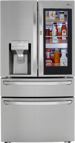 LG - 36-in Wide 22.5 Cu. Ft. 4-Door French Door-in-Door Counter-Depth Smart Refrigerator with Craft Ice - Stainless Steel