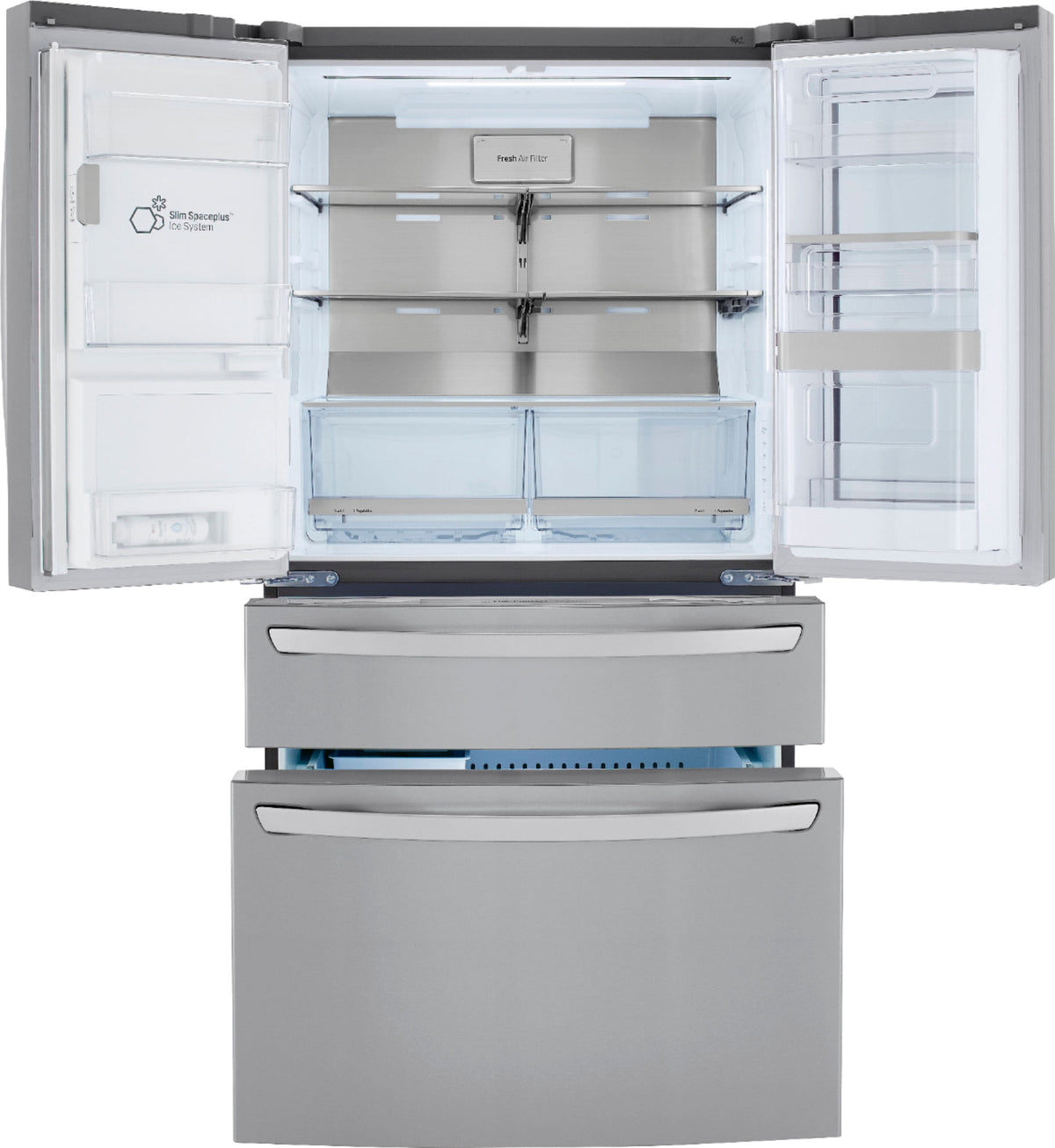 LG - 36-in Wide 22.5 Cu. Ft. 4-Door French Door-in-Door Counter-Depth Smart Refrigerator with Craft Ice - Stainless Steel