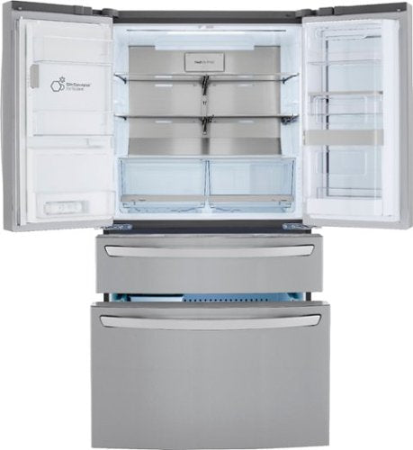 LG - 36-in Wide 22.5 Cu. Ft. 4-Door French Door-in-Door Counter-Depth Smart Refrigerator with Craft Ice - Stainless Steel