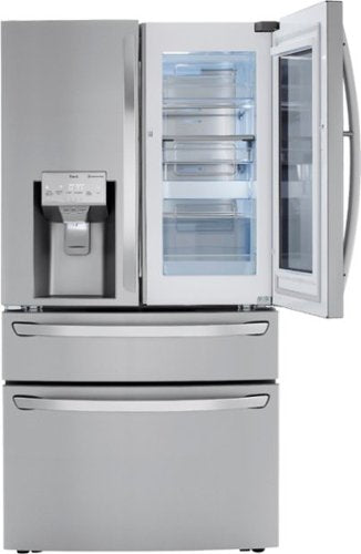 LG - 36-in Wide 22.5 Cu. Ft. 4-Door French Door-in-Door Counter-Depth Smart Refrigerator with Craft Ice - Stainless Steel