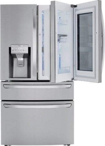 LG - 36-in Wide 22.5 Cu. Ft. 4-Door French Door-in-Door Counter-Depth Smart Refrigerator with Craft Ice - Stainless Steel