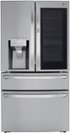 LG - 36-in Wide 22.5 Cu. Ft. 4-Door French Door-in-Door Counter-Depth Smart Refrigerator with Craft Ice - Stainless Steel