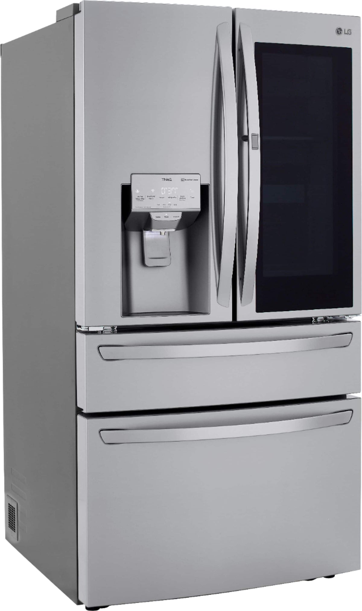 LG - 36-in Wide 22.5 Cu. Ft. 4-Door French Door-in-Door Counter-Depth Smart Refrigerator with Craft Ice - Stainless Steel