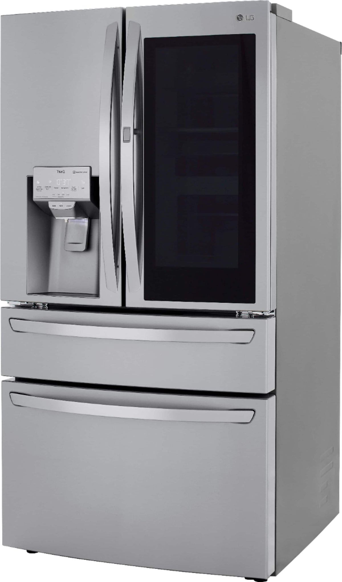 LG - 36-in Wide 22.5 Cu. Ft. 4-Door French Door-in-Door Counter-Depth Smart Refrigerator with Craft Ice - Stainless Steel