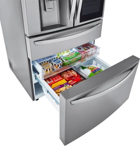 LG - 36-in Wide 22.5 Cu. Ft. 4-Door French Door-in-Door Counter-Depth Smart Refrigerator with Craft Ice - Stainless Steel