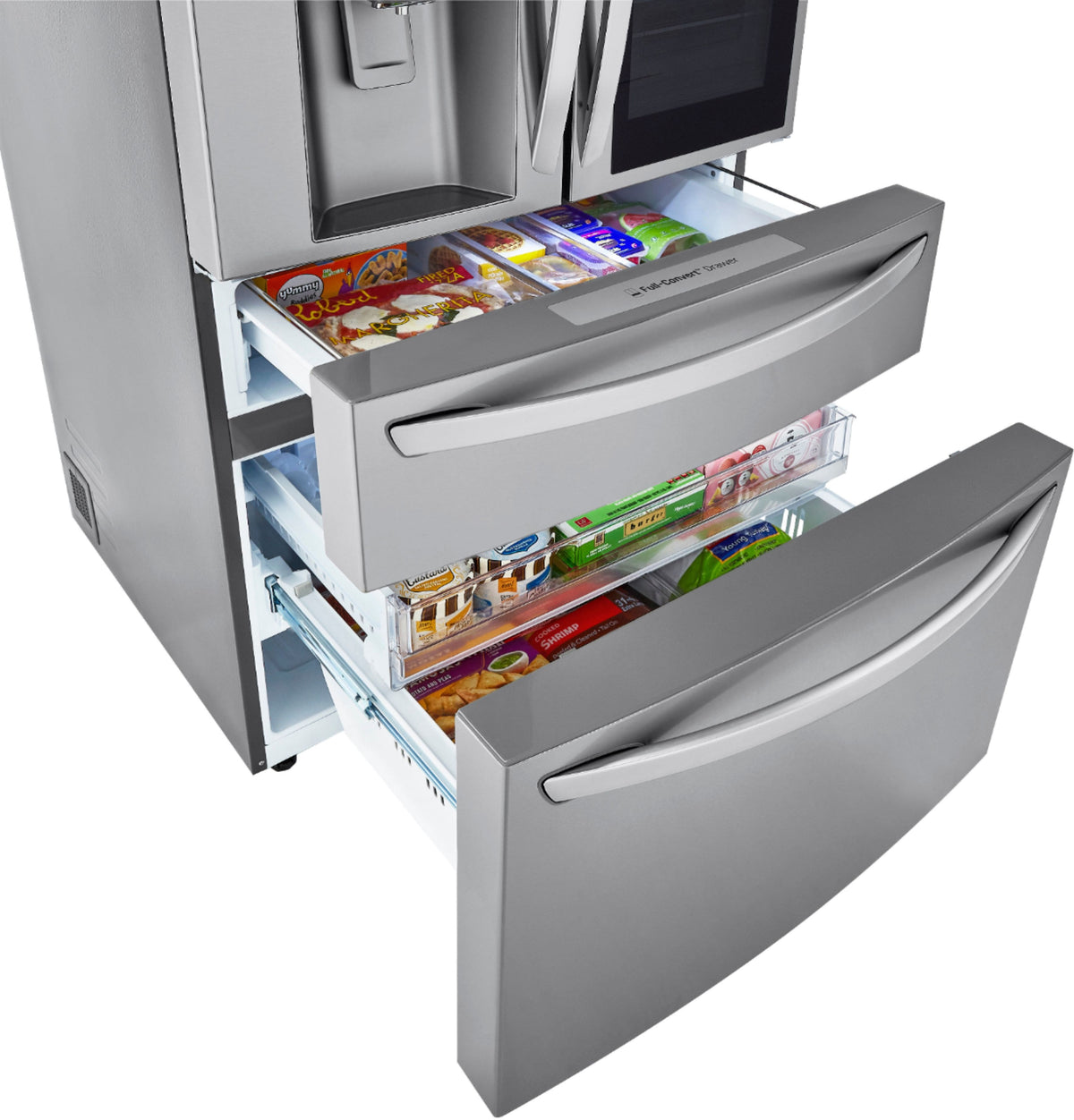 LG - 36-in Wide 22.5 Cu. Ft. 4-Door French Door-in-Door Counter-Depth Smart Refrigerator with Craft Ice - Stainless Steel