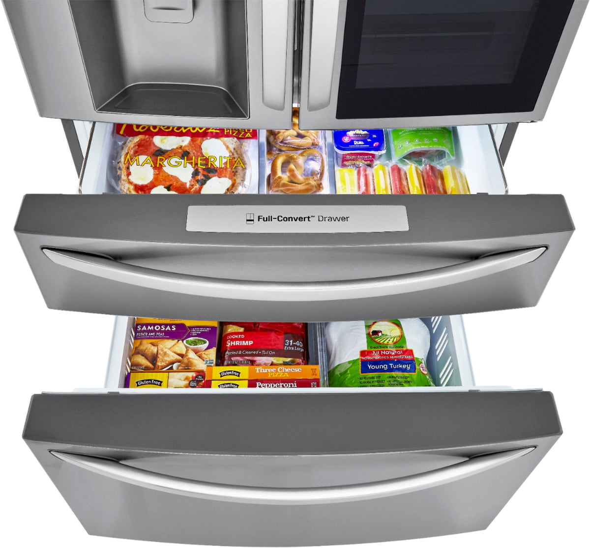 LG - 36-in Wide 22.5 Cu. Ft. 4-Door French Door-in-Door Counter-Depth Smart Refrigerator with Craft Ice - Stainless Steel