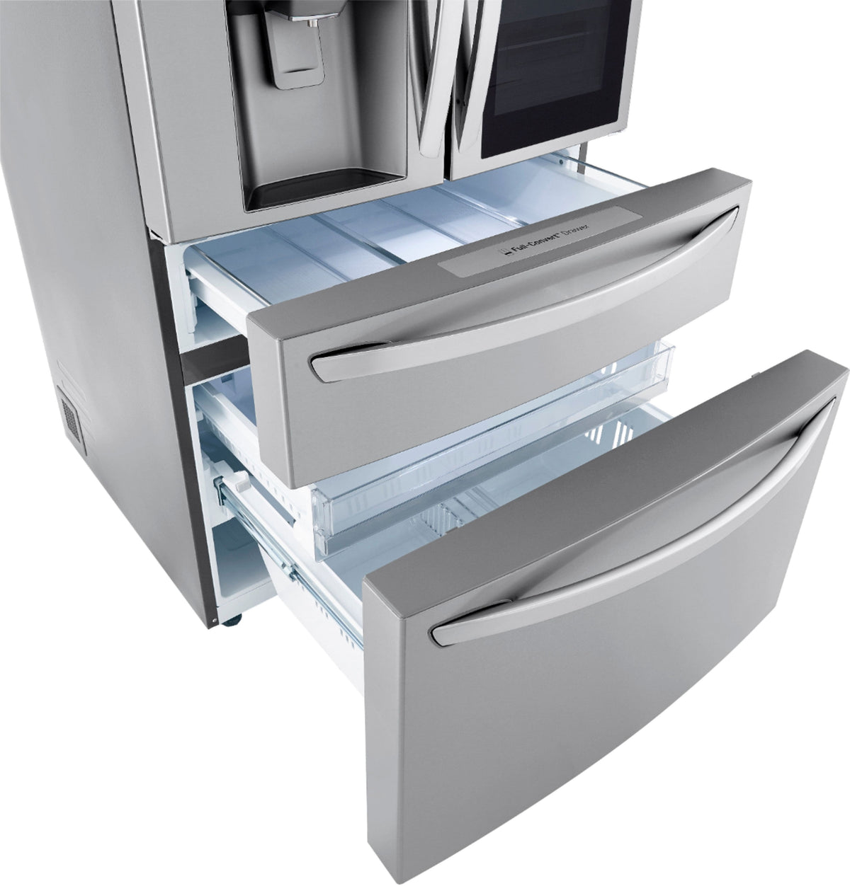 LG - 36-in Wide 22.5 Cu. Ft. 4-Door French Door-in-Door Counter-Depth Smart Refrigerator with Craft Ice - Stainless Steel