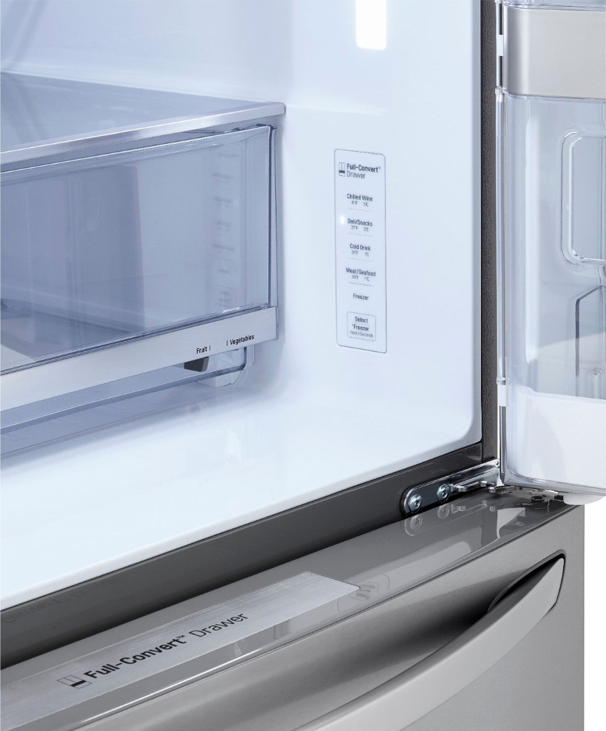 LG - 36-in Wide 22.5 Cu. Ft. 4-Door French Door-in-Door Counter-Depth Smart Refrigerator with Craft Ice - Stainless Steel