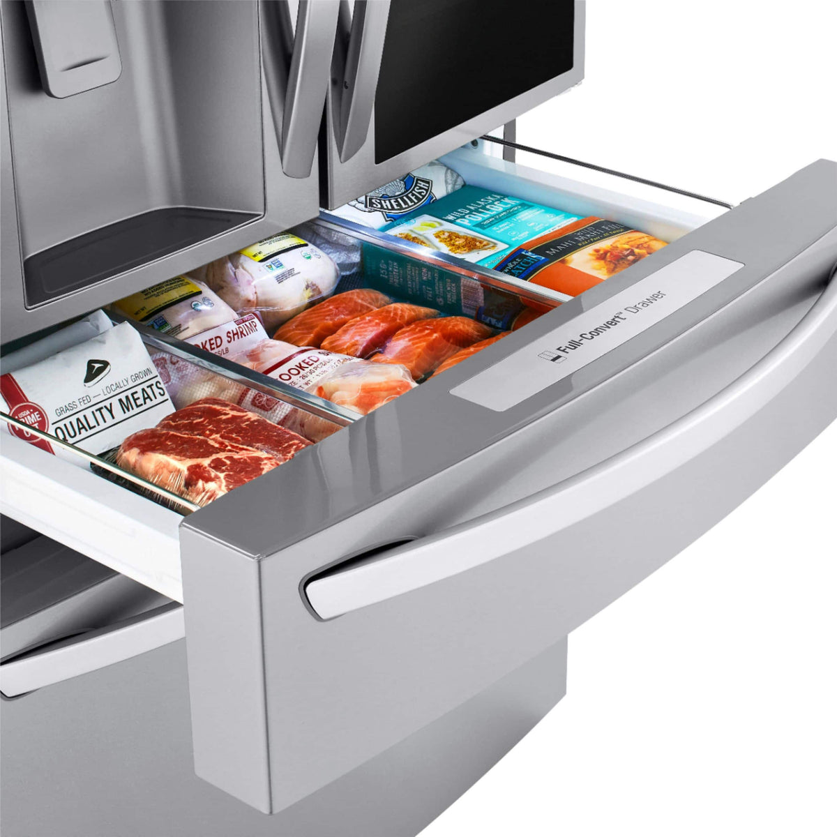 LG - 36-in Wide 22.5 Cu. Ft. 4-Door French Door-in-Door Counter-Depth Smart Refrigerator with Craft Ice - Stainless Steel