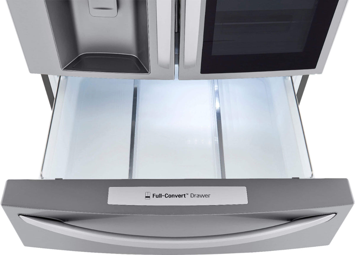 LG - 36-in Wide 22.5 Cu. Ft. 4-Door French Door-in-Door Counter-Depth Smart Refrigerator with Craft Ice - Stainless Steel
