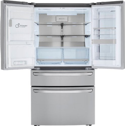 LG - 36-in Wide 22.5 Cu. Ft. 4-Door French Door-in-Door Counter-Depth Smart Refrigerator with Craft Ice - Stainless Steel