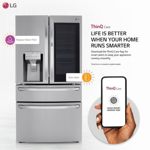 LG - 33-in Wide Counter-Depth MAX 20.8 Cu. Ft Smart French Door Refrigerator with Factory Installed Ice Maker - Stainless Steel