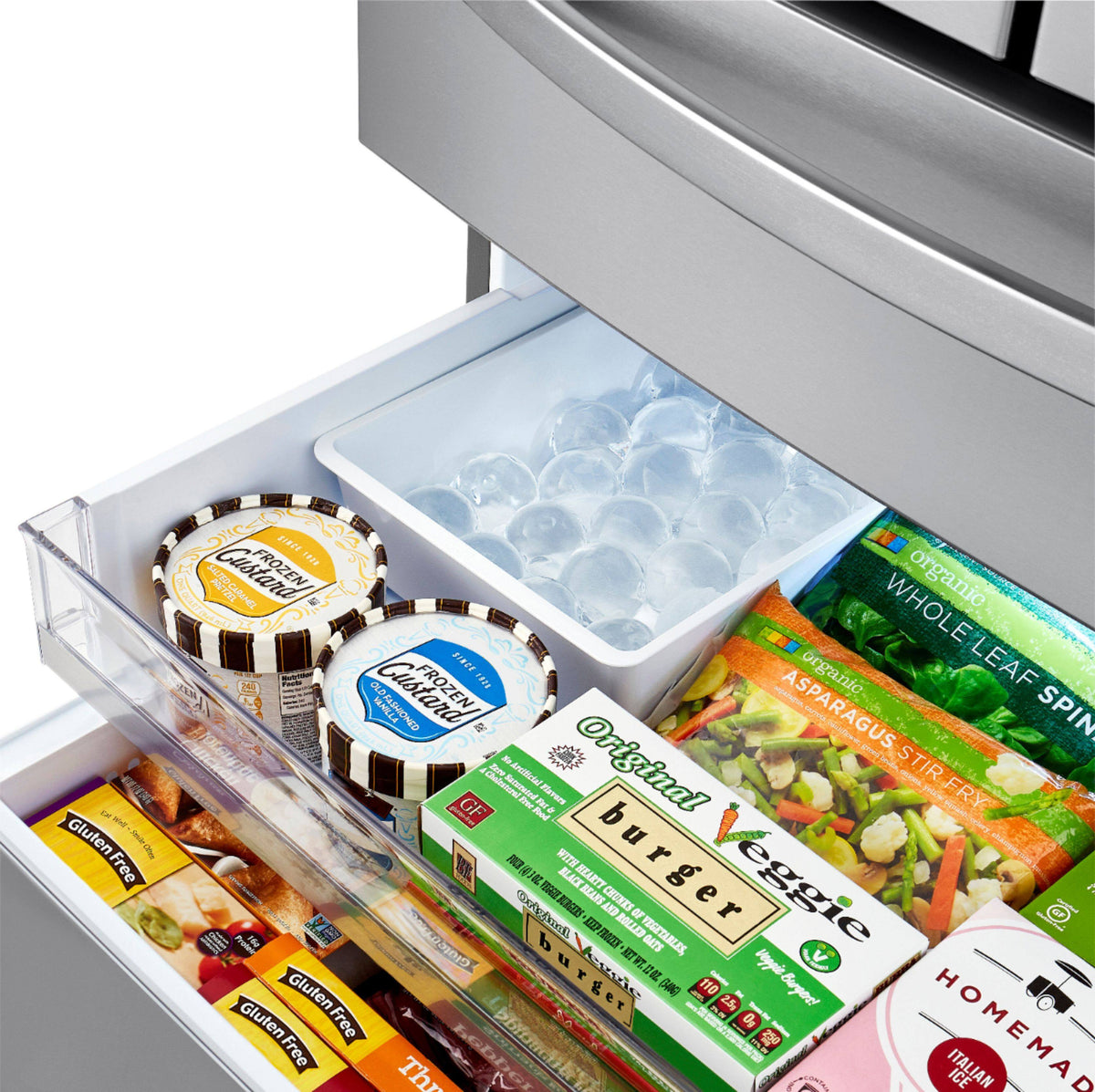 LG - 36-in Wide 22.5 Cu. Ft. 4-Door French Door-in-Door Counter-Depth Smart Refrigerator with Craft Ice - Stainless Steel