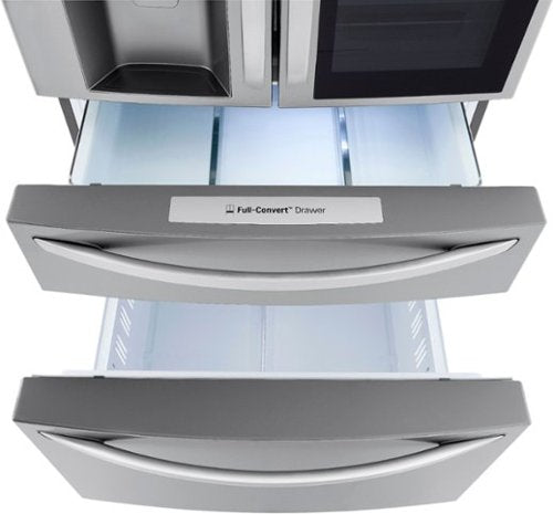 LG - 36-in Wide 22.5 Cu. Ft. 4-Door French Door-in-Door Counter-Depth Smart Refrigerator with Craft Ice - Stainless Steel
