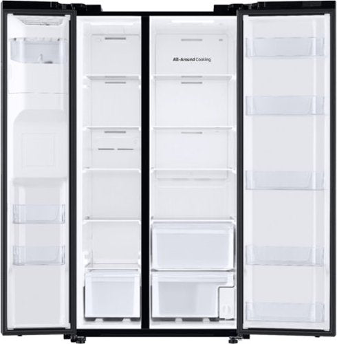 Samsung - 36 in. Wide 27.4 cu. ft. Side-by-Side Refrigerator with Large Capacity - Black Stainless Steel
