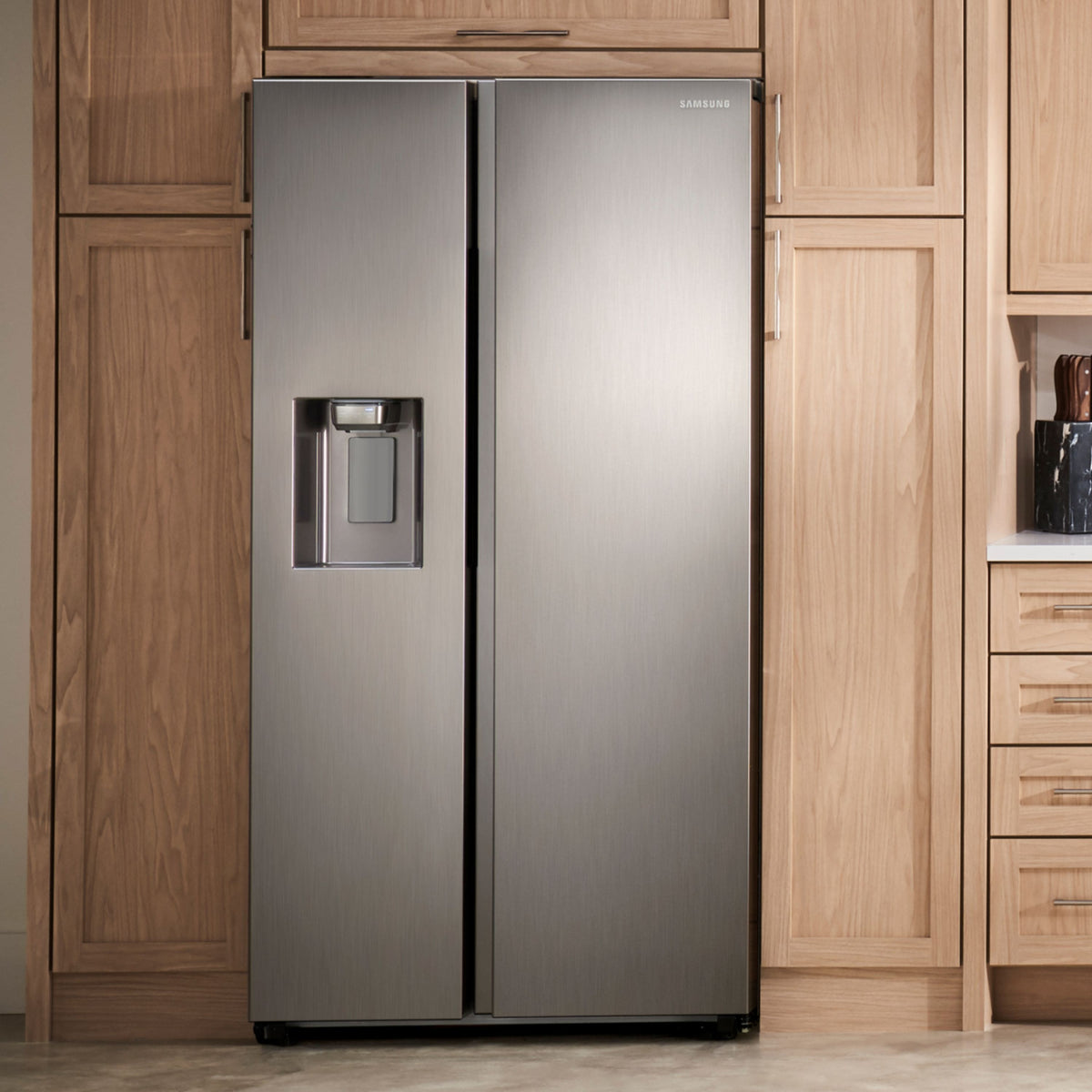 Samsung - 36 in. Wide 22 cu. ft. Side-by-Side Counter Depth Smart Refrigerator with All-Around Cooling - Stainless Steel