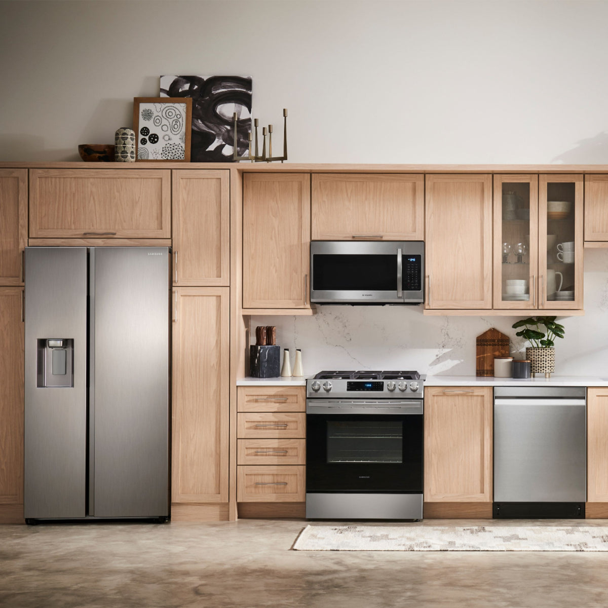 Samsung - 36 in. Wide 22 cu. ft. Side-by-Side Counter Depth Smart Refrigerator with All-Around Cooling - Stainless Steel