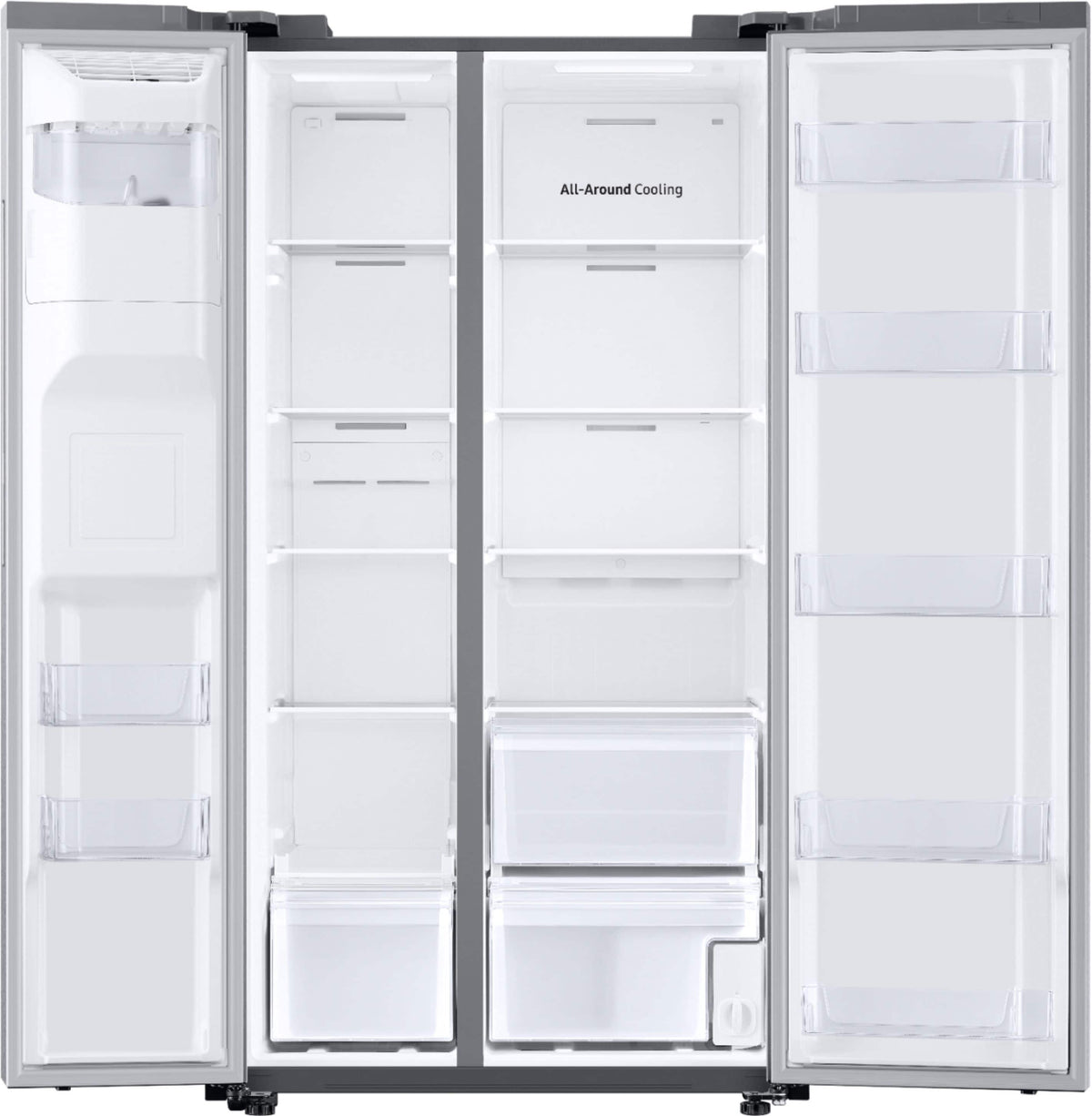 Samsung - 36 in. Wide 22 cu. ft. Side-by-Side Counter Depth Smart Refrigerator with All-Around Cooling - Stainless Steel